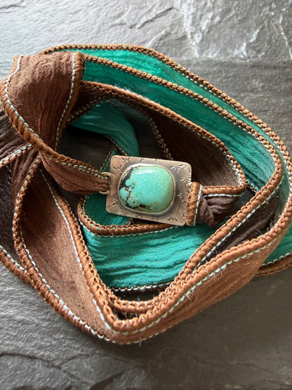 Turquoise ribbon bracelet