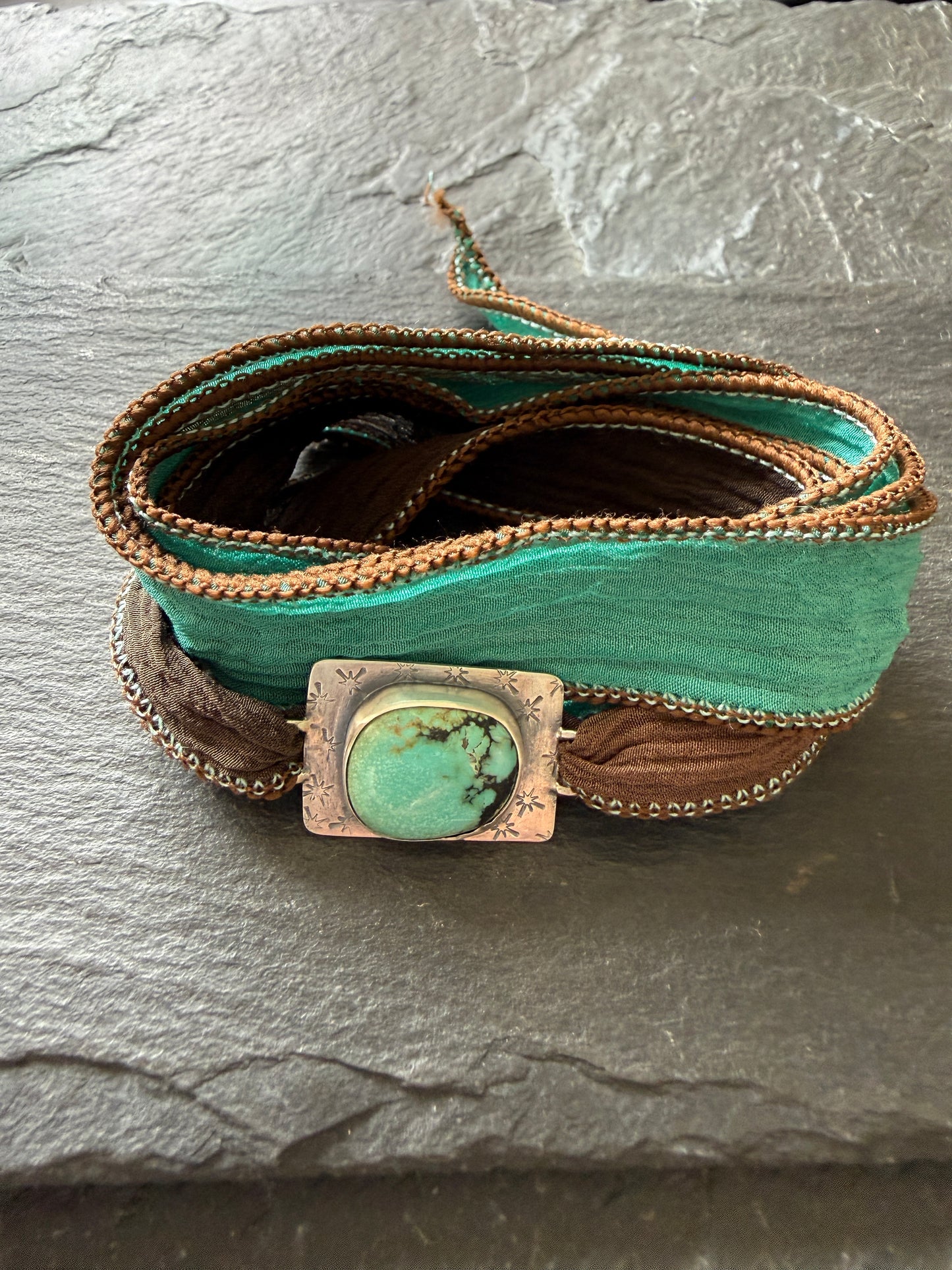 Turquoise ribbon bracelet