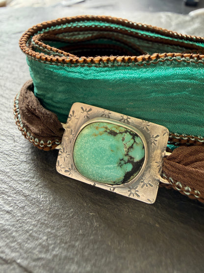 Turquoise ribbon bracelet