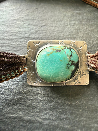 Turquoise ribbon bracelet