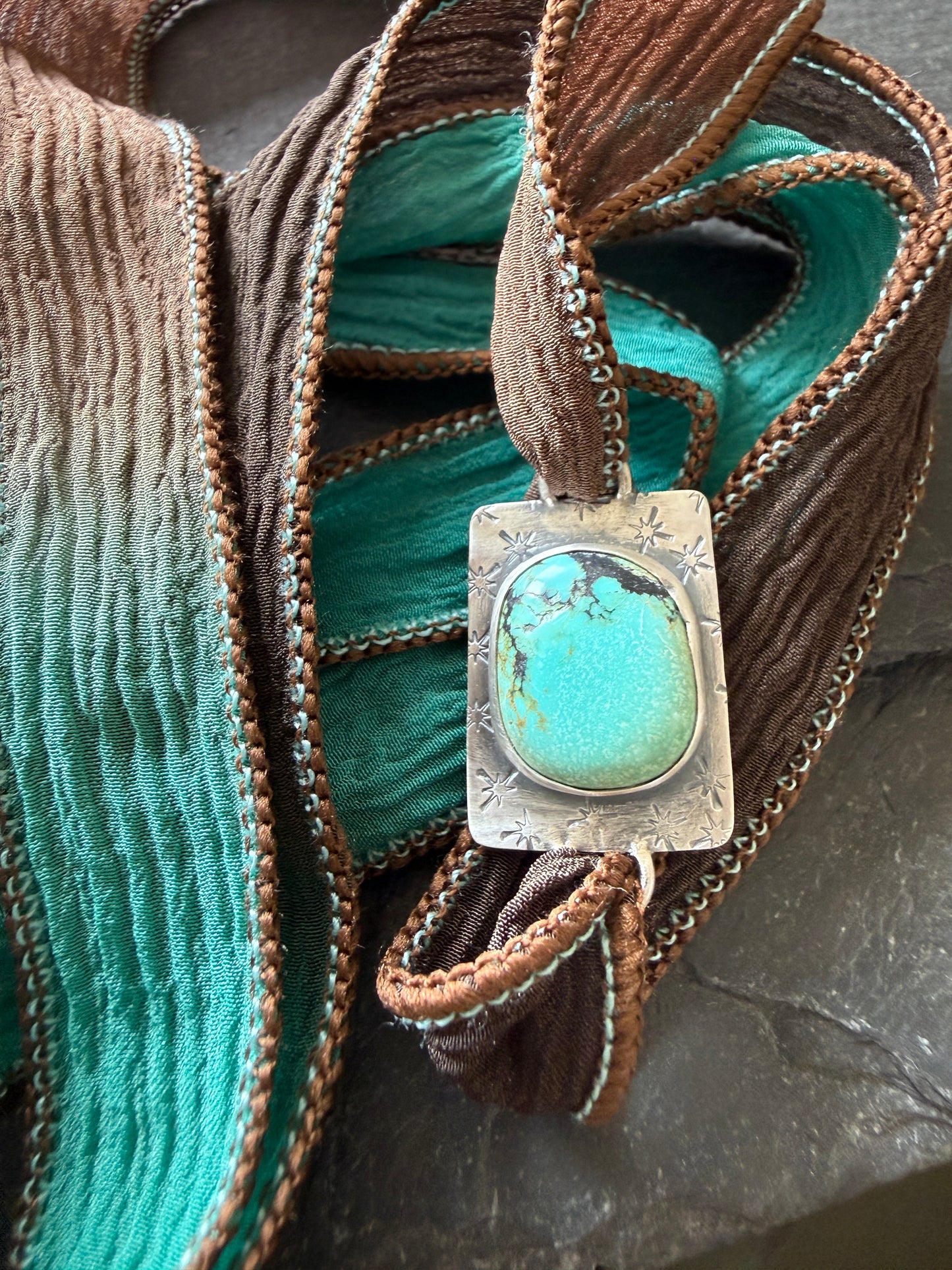 Turquoise ribbon bracelet