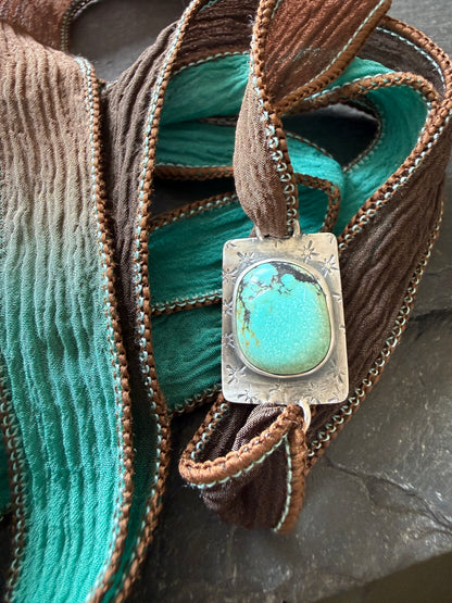 Turquoise ribbon bracelet