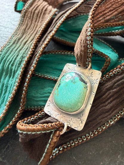 Turquoise ribbon bracelet