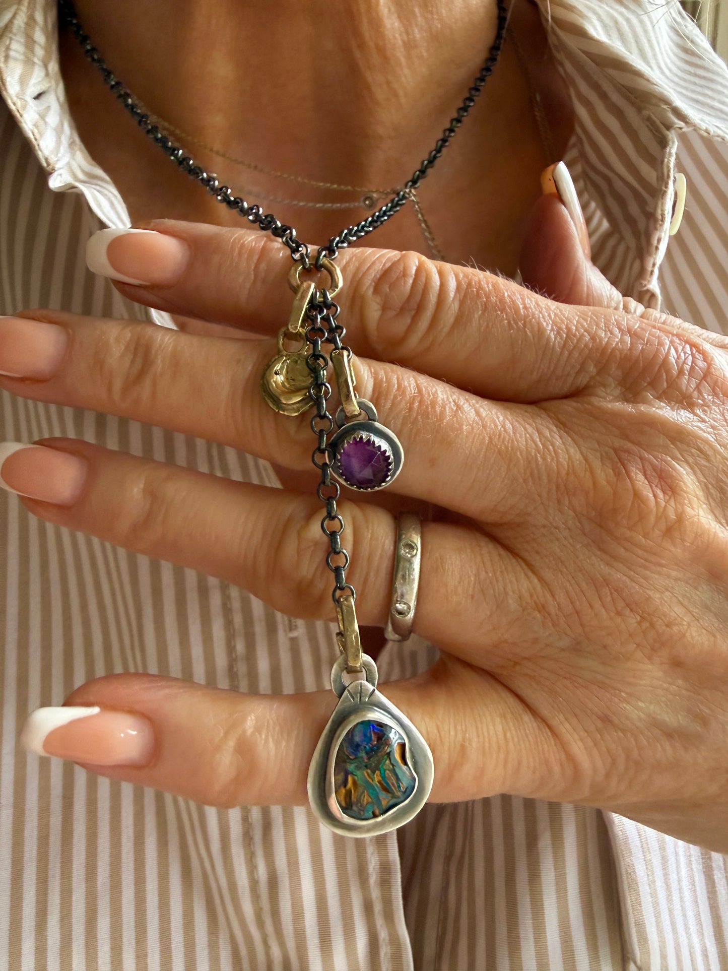 Mixed Metal Charm Necklace