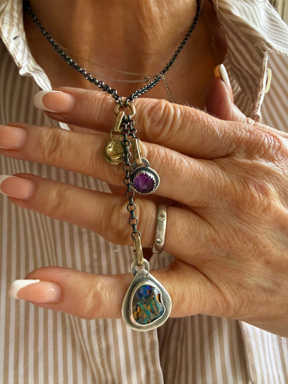 Mixed Metal Charm Necklace