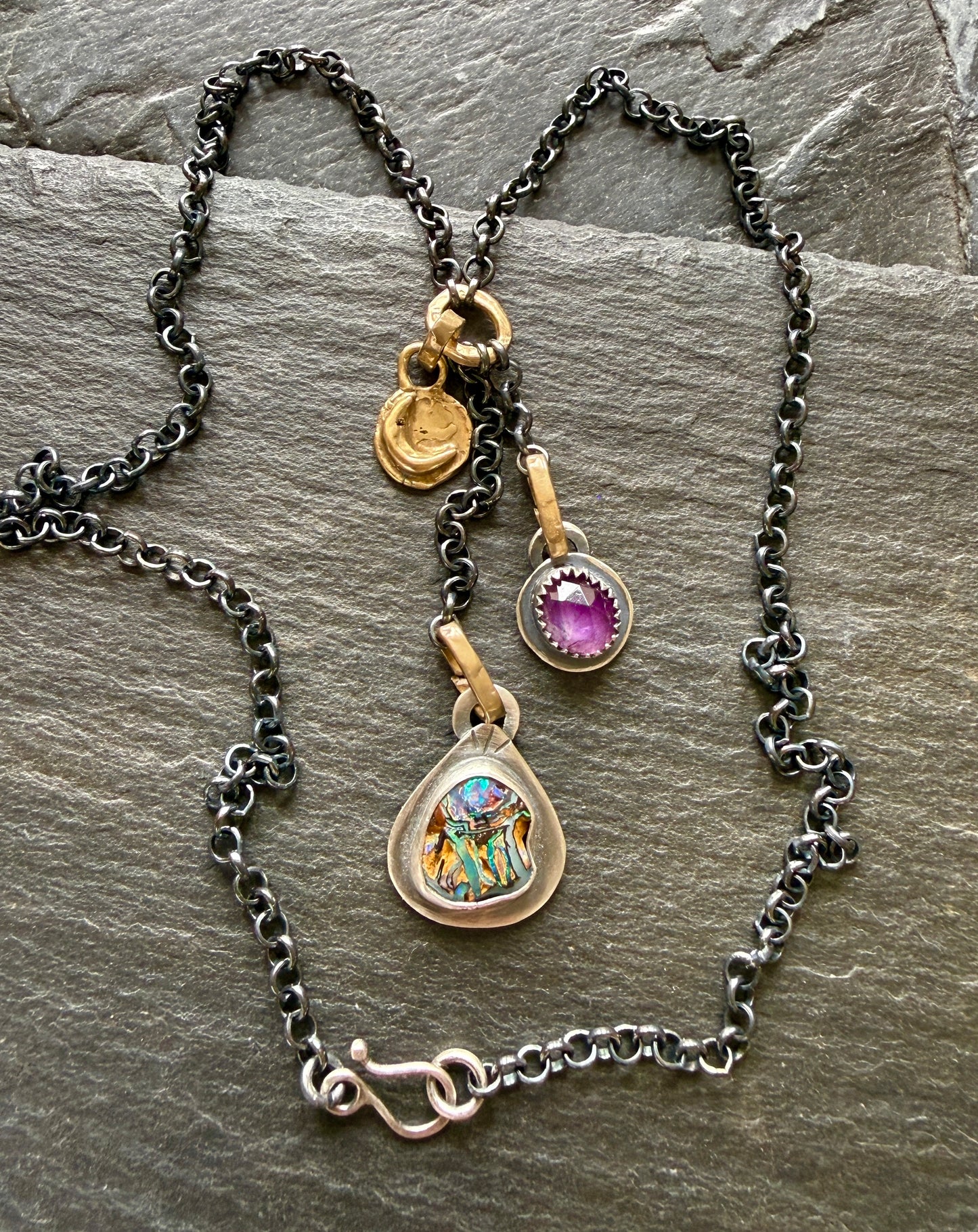 Mixed Metal Charm Necklace