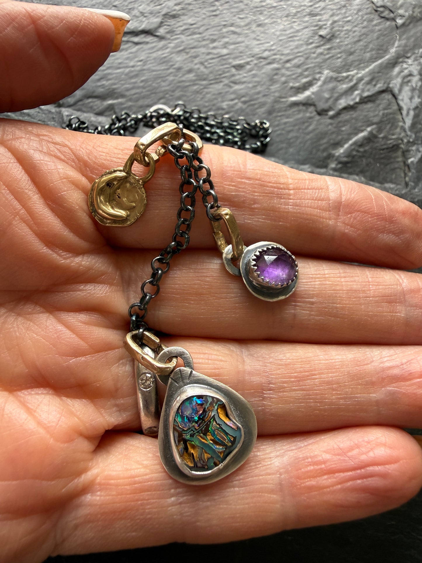 Mixed Metal Charm Necklace