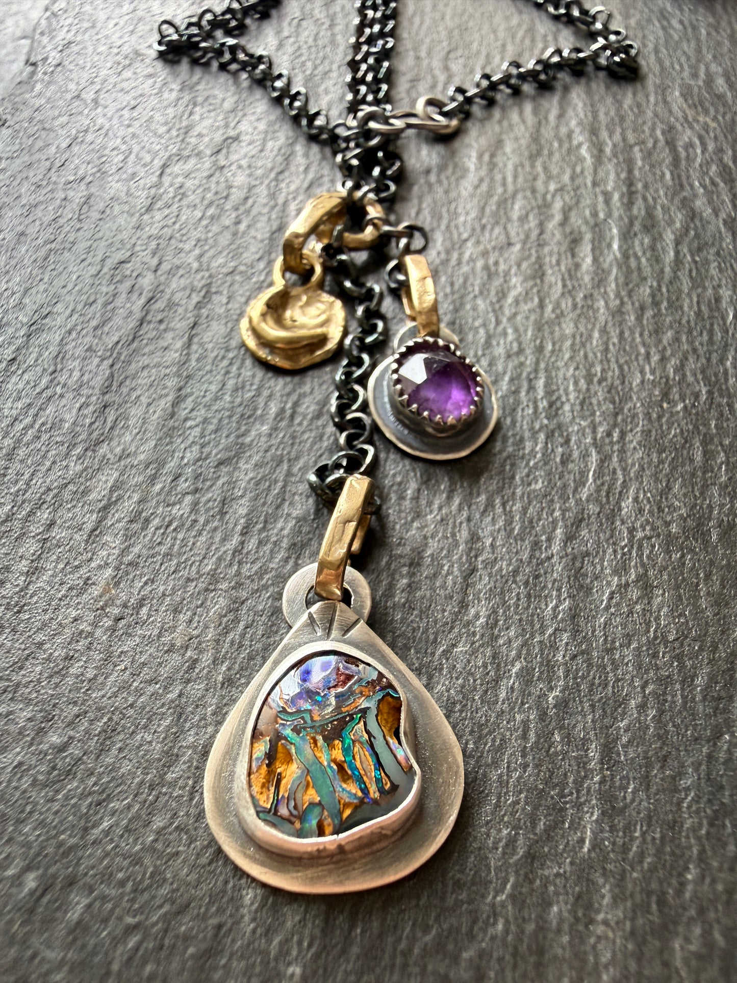Mixed Metal Charm Necklace