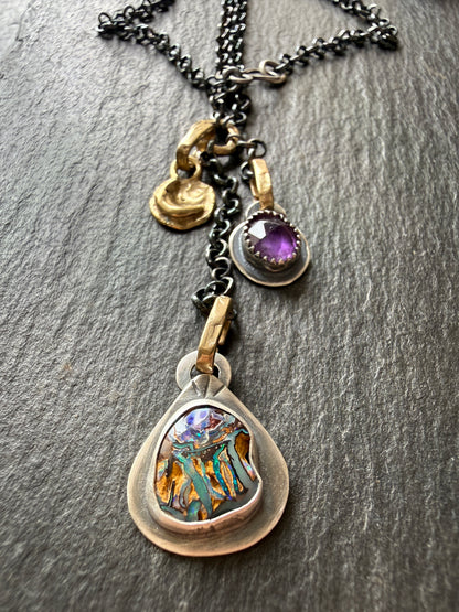 Mixed Metal Charm Necklace