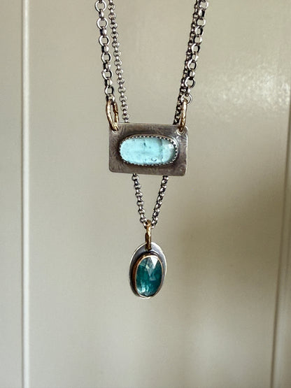 Kyanite and Tourmaline Layered Necklace