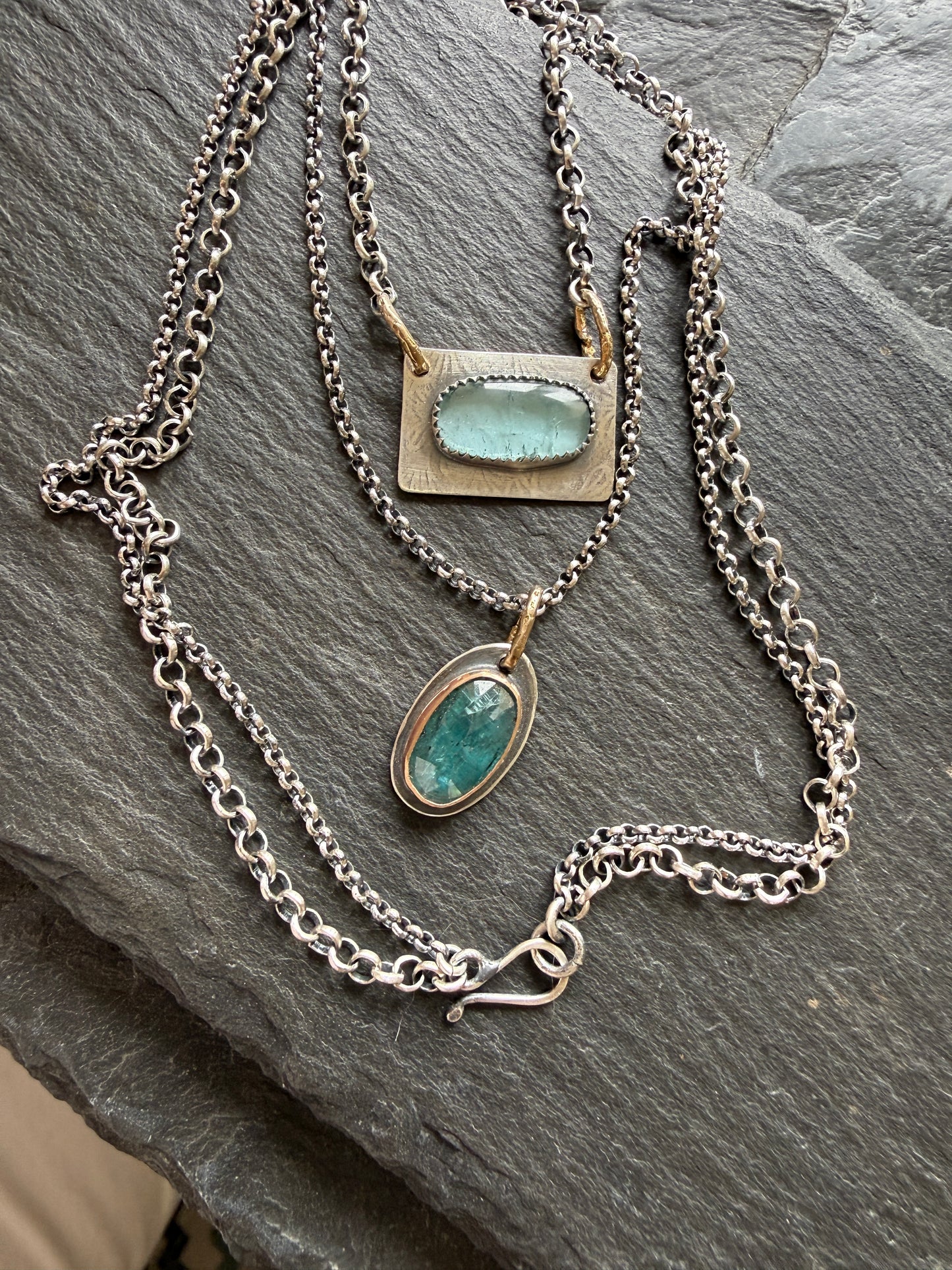 Kyanite and Tourmaline Layered Necklace