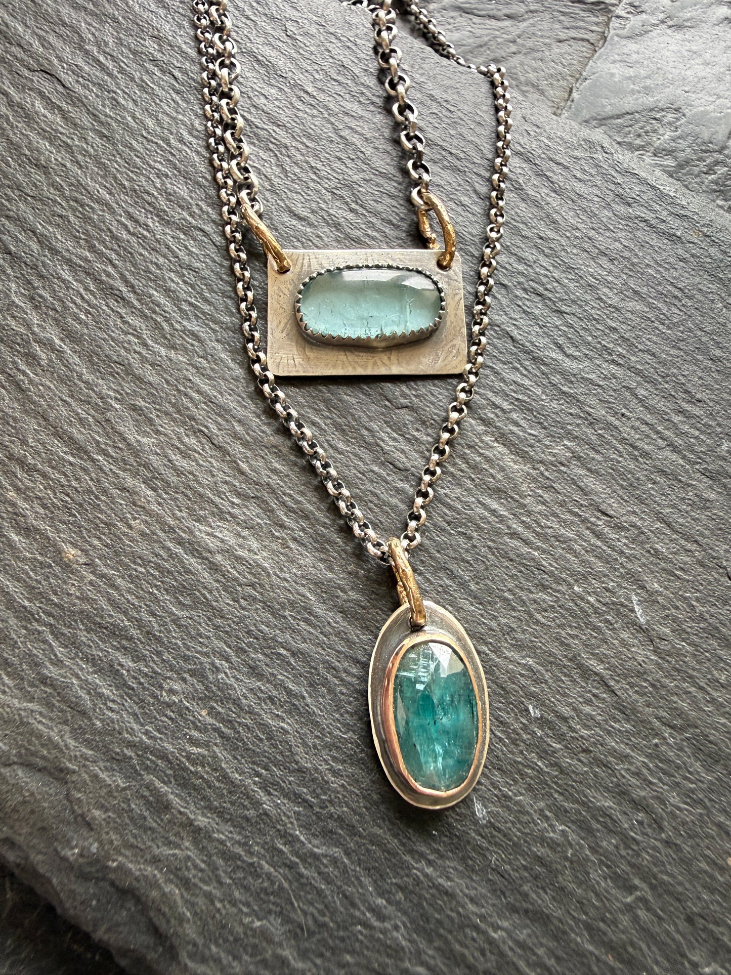 Kyanite and Tourmaline Layered Necklace