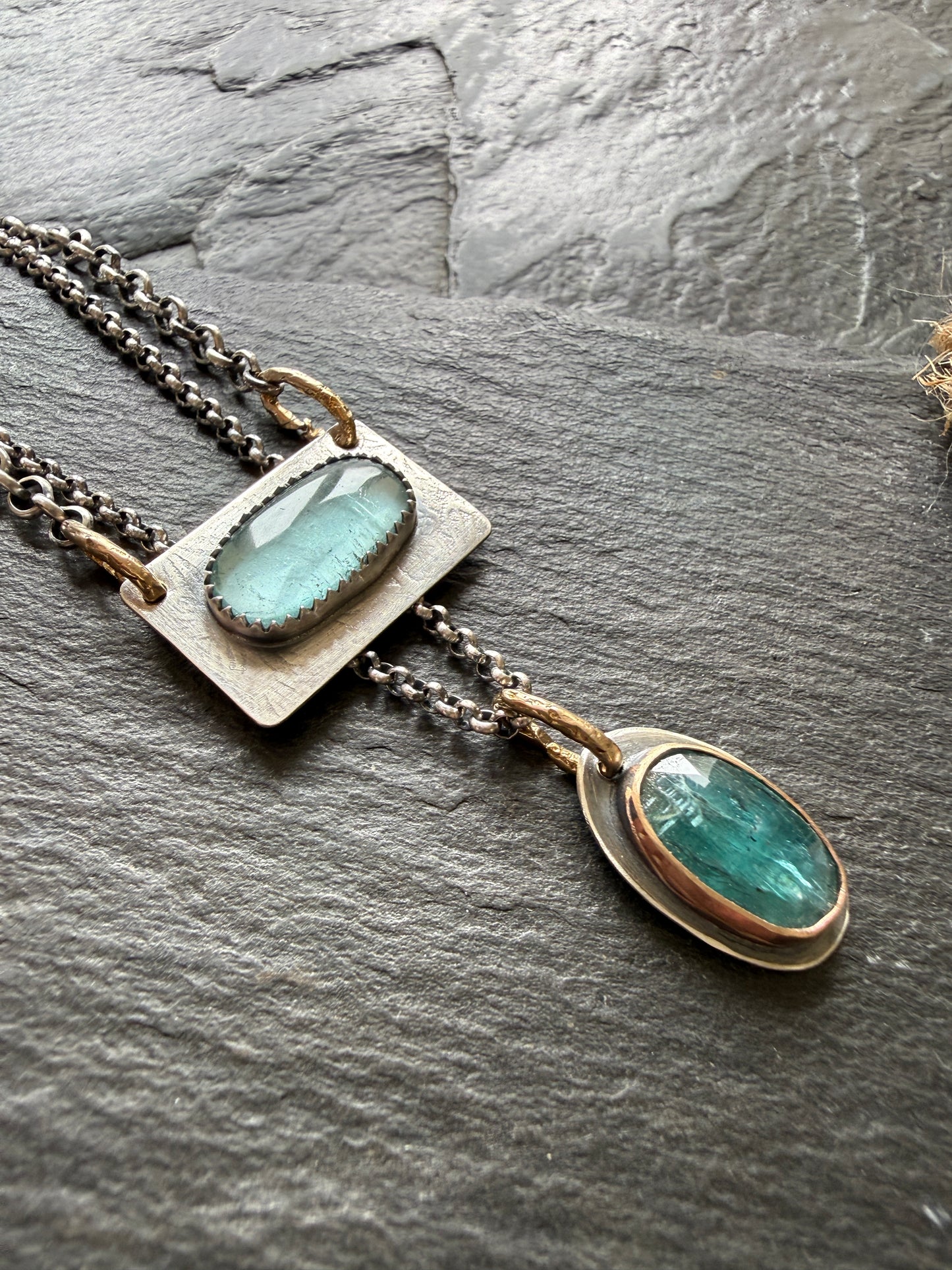 Kyanite and Tourmaline Layered Necklace