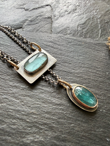 Kyanite and Tourmaline Layered Necklace