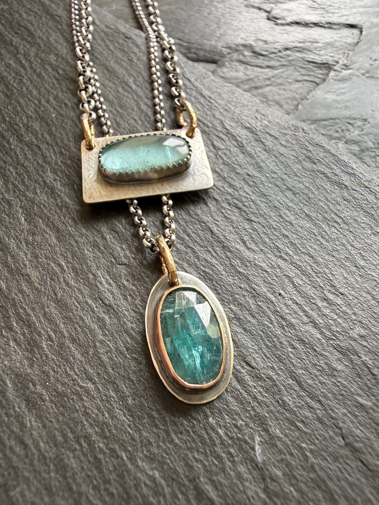 Kyanite and Tourmaline Layered Necklace