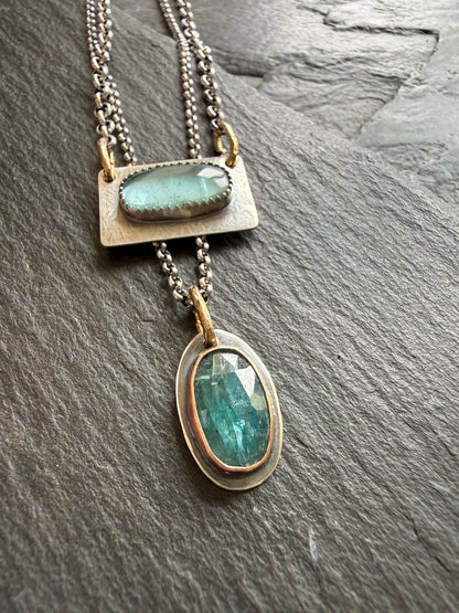 Kyanite and Tourmaline Layered Necklace