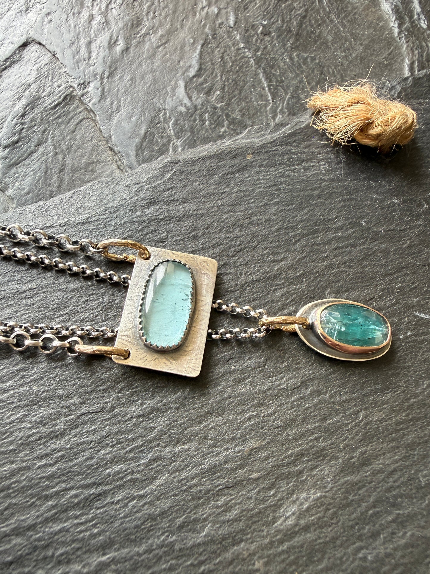 Kyanite and Tourmaline Layered Necklace