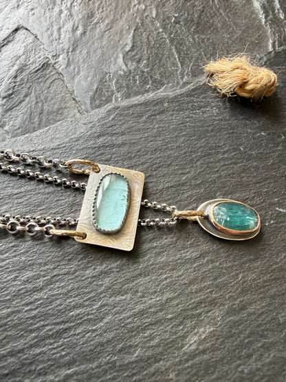 Kyanite and Tourmaline Layered Necklace