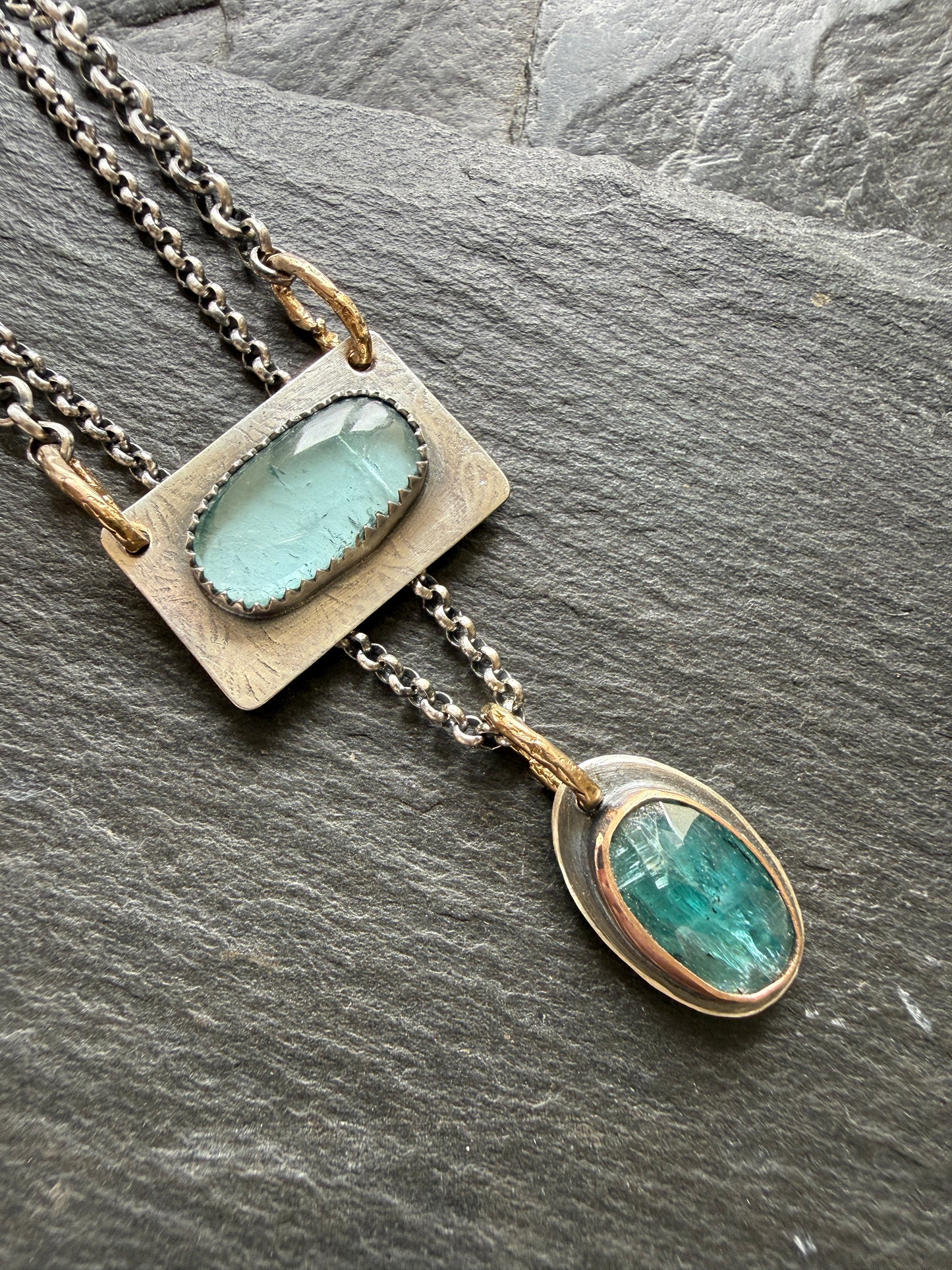 Kyanite and Tourmaline Layered Necklace