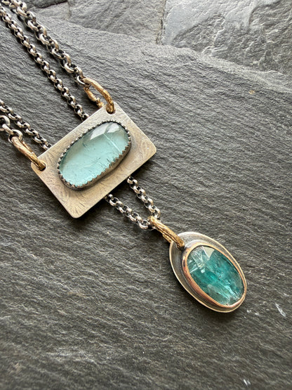 Kyanite and Tourmaline Layered Necklace