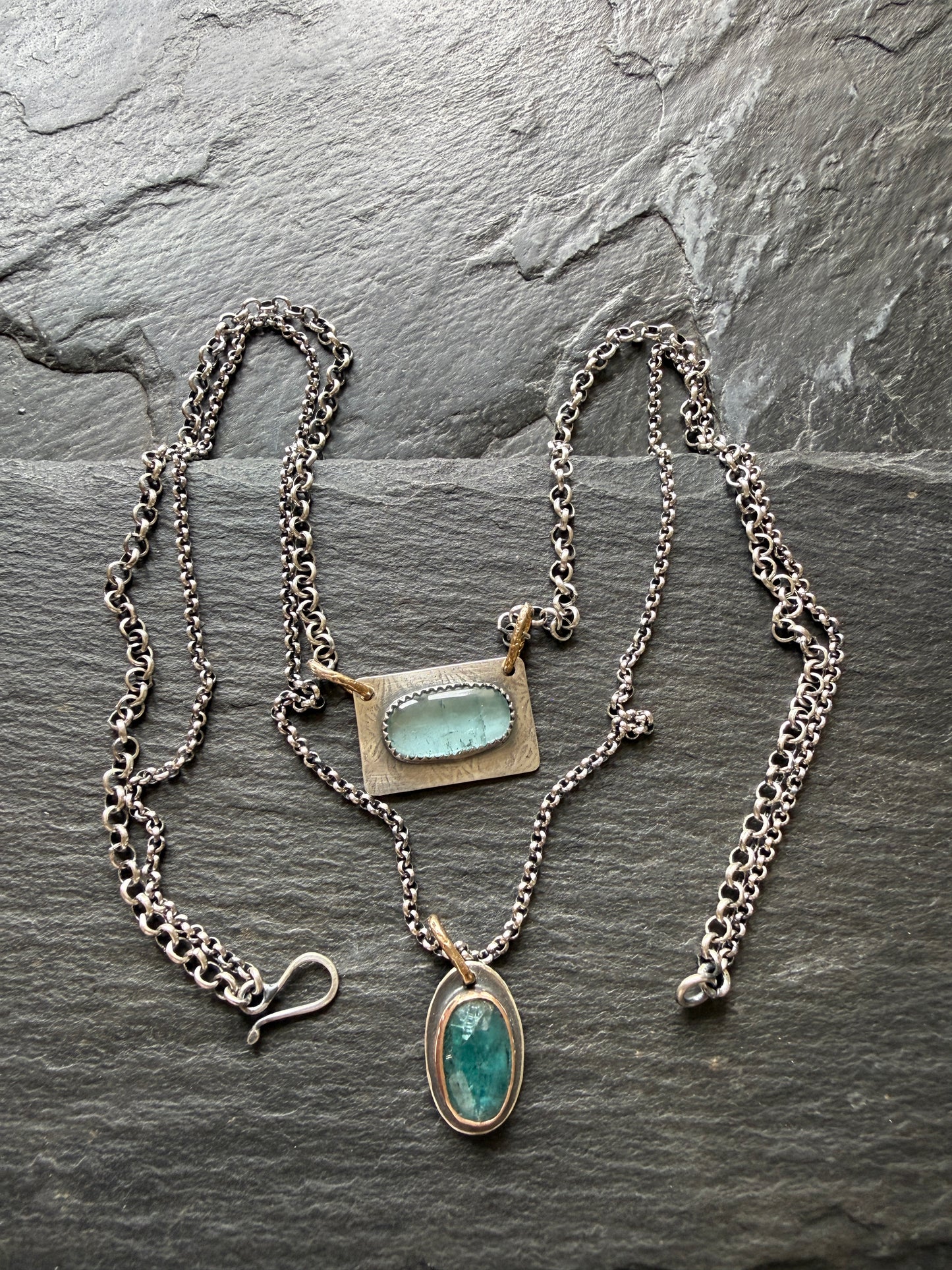 Kyanite and Tourmaline Layered Necklace