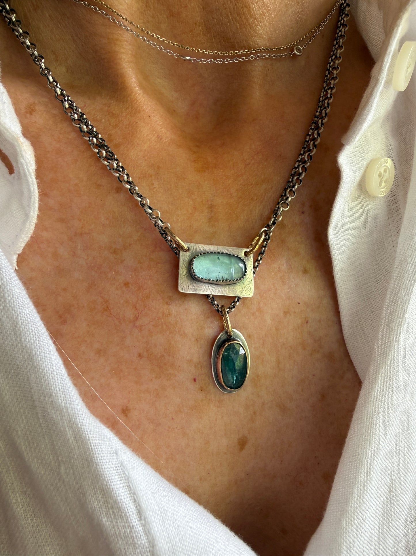 Kyanite and Tourmaline Layered Necklace