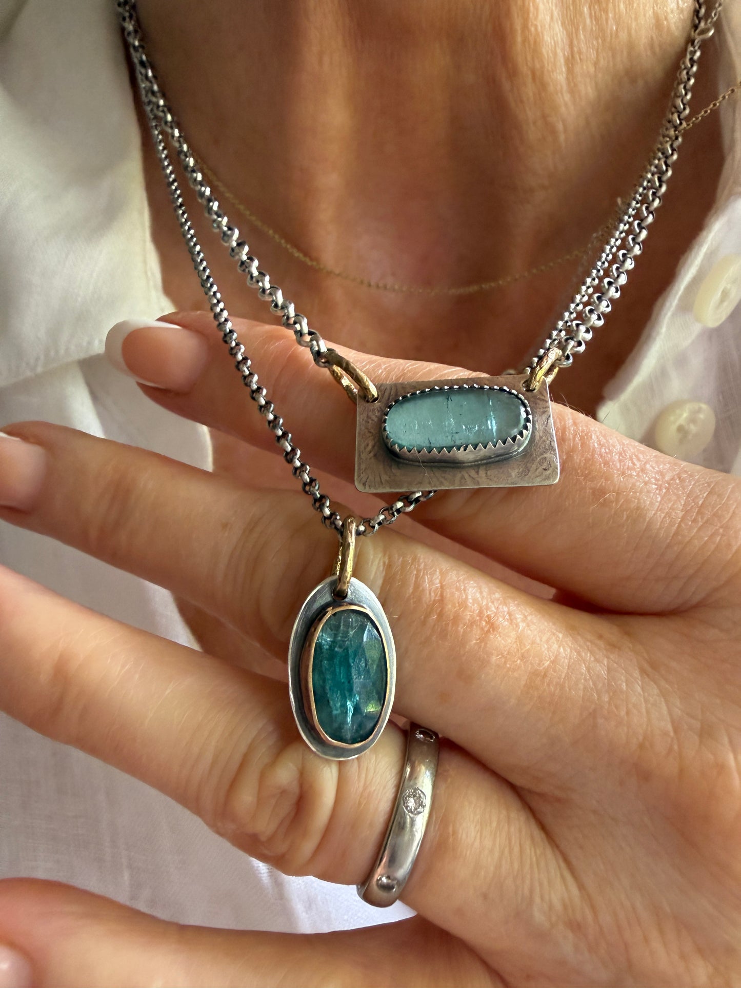 Kyanite and Tourmaline Layered Necklace