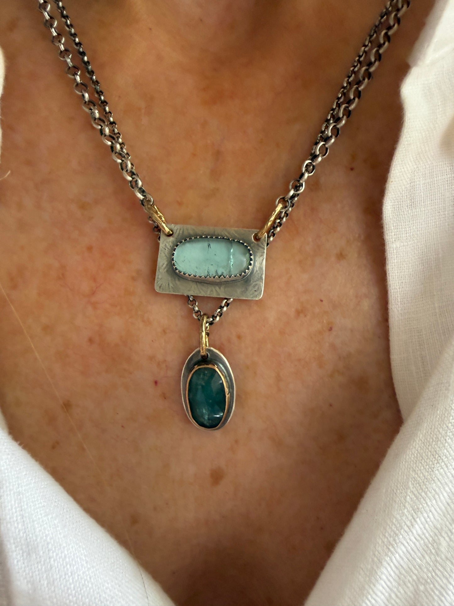 Kyanite and Tourmaline Layered Necklace