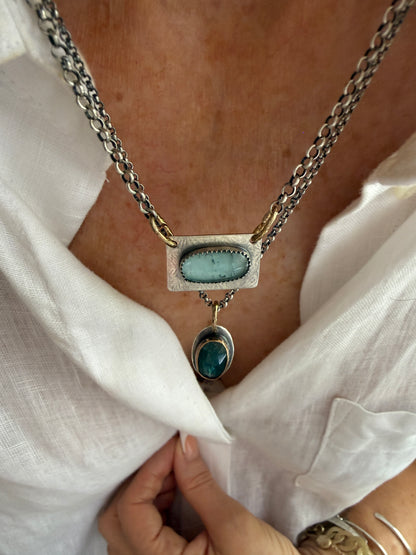 Kyanite and Tourmaline Layered Necklace