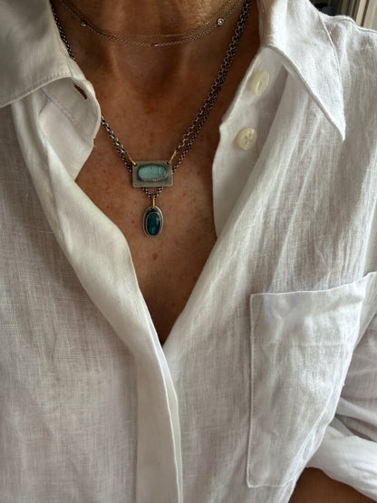 Kyanite and Tourmaline Layered Necklace