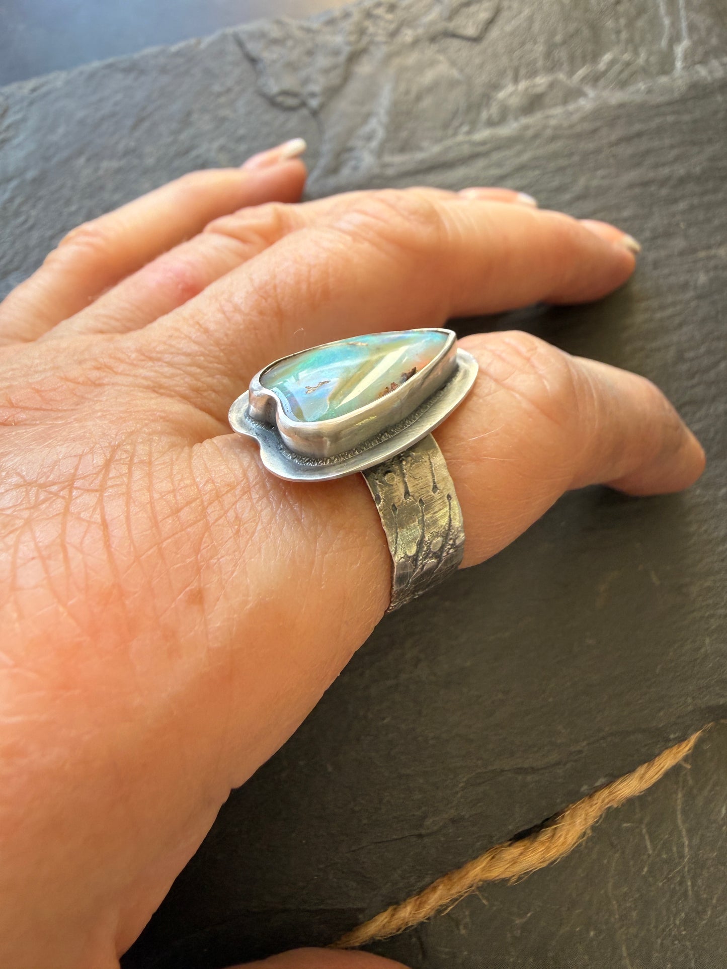 Heart Boulder Opal Ring US 7 UK N 1/2