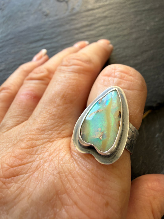 Heart Boulder Opal Ring US 7 UK N 1/2