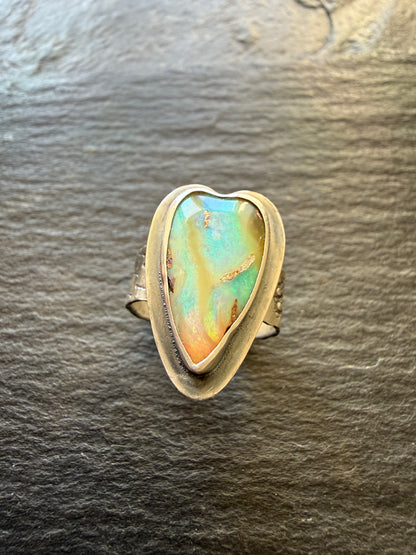 Heart Boulder Opal Ring US 7 UK N 1/2