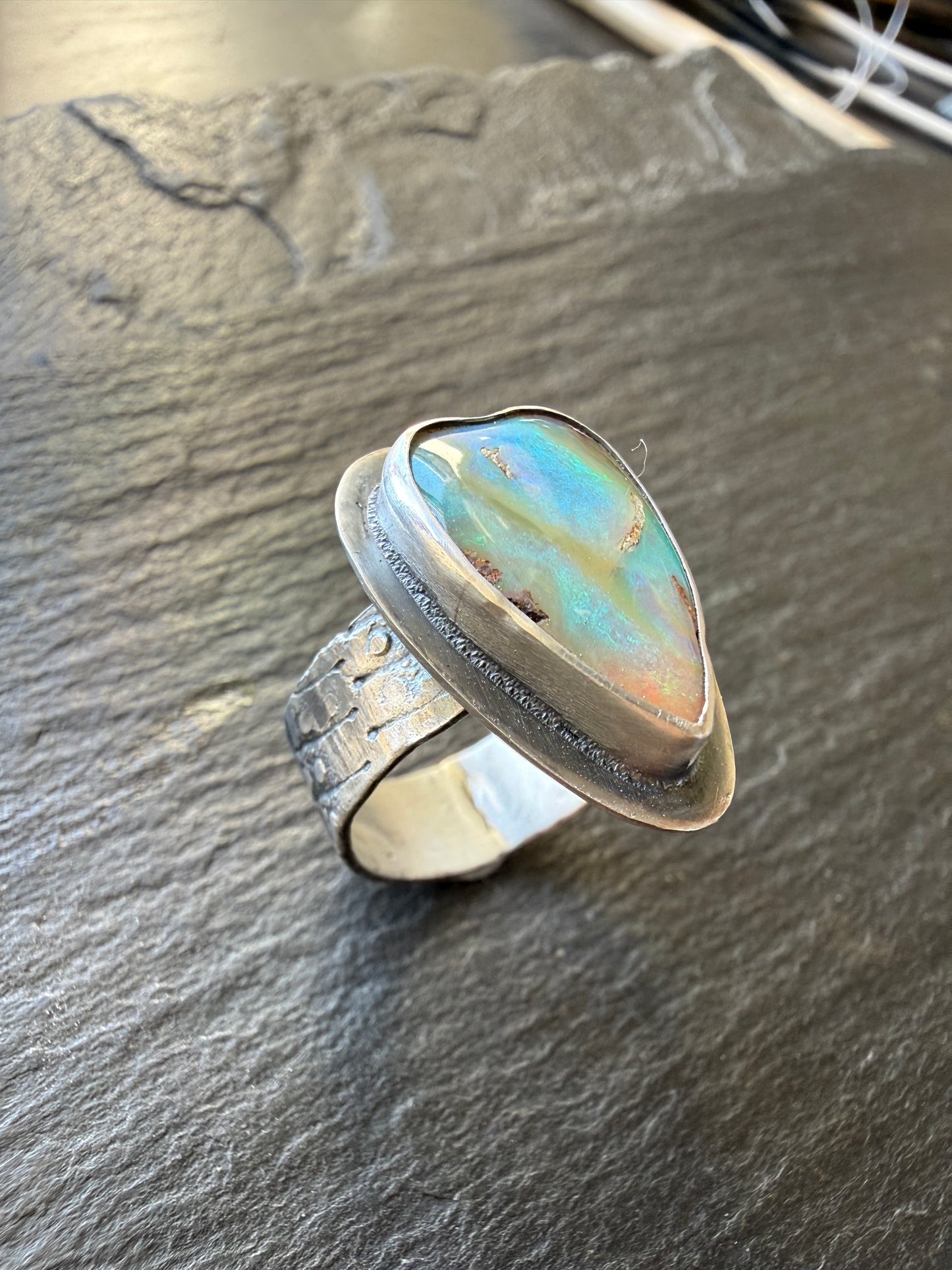 Heart Boulder Opal Ring US 7 UK N 1/2