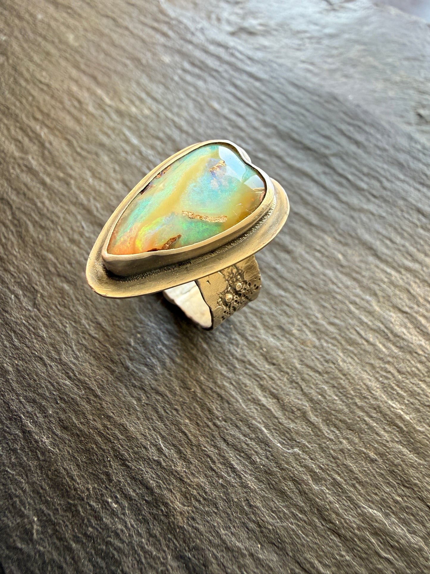 Heart Boulder Opal Ring US 7 UK N 1/2