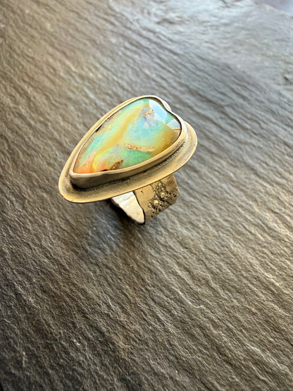 Heart Boulder Opal Ring US 7 UK N 1/2