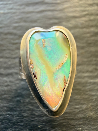 Heart Boulder Opal Ring US 7 UK N 1/2
