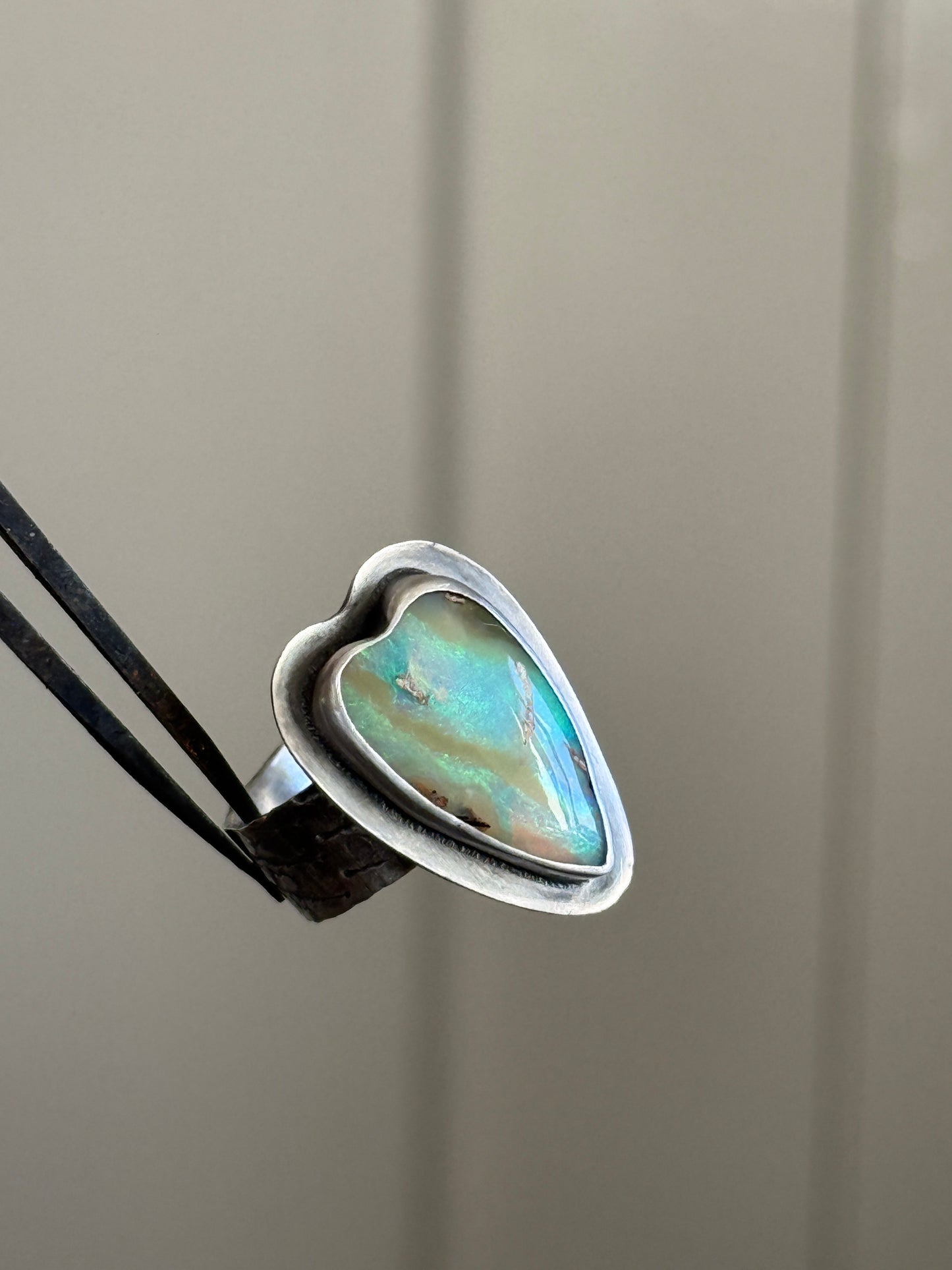 Heart Boulder Opal Ring US 7 UK N 1/2