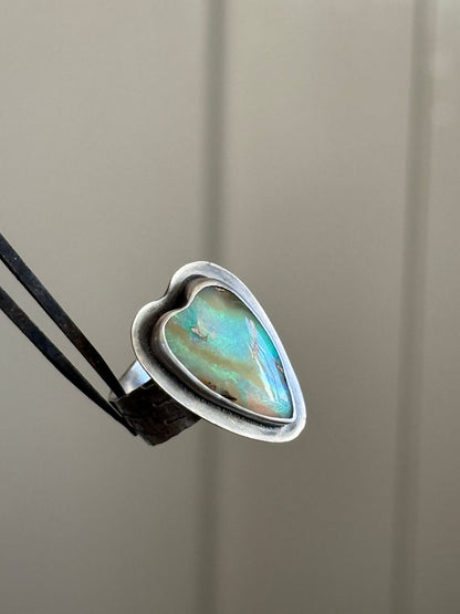 Heart Boulder Opal Ring US 7 UK N 1/2