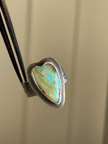 Heart Boulder Opal Ring US 7 UK N 1/2