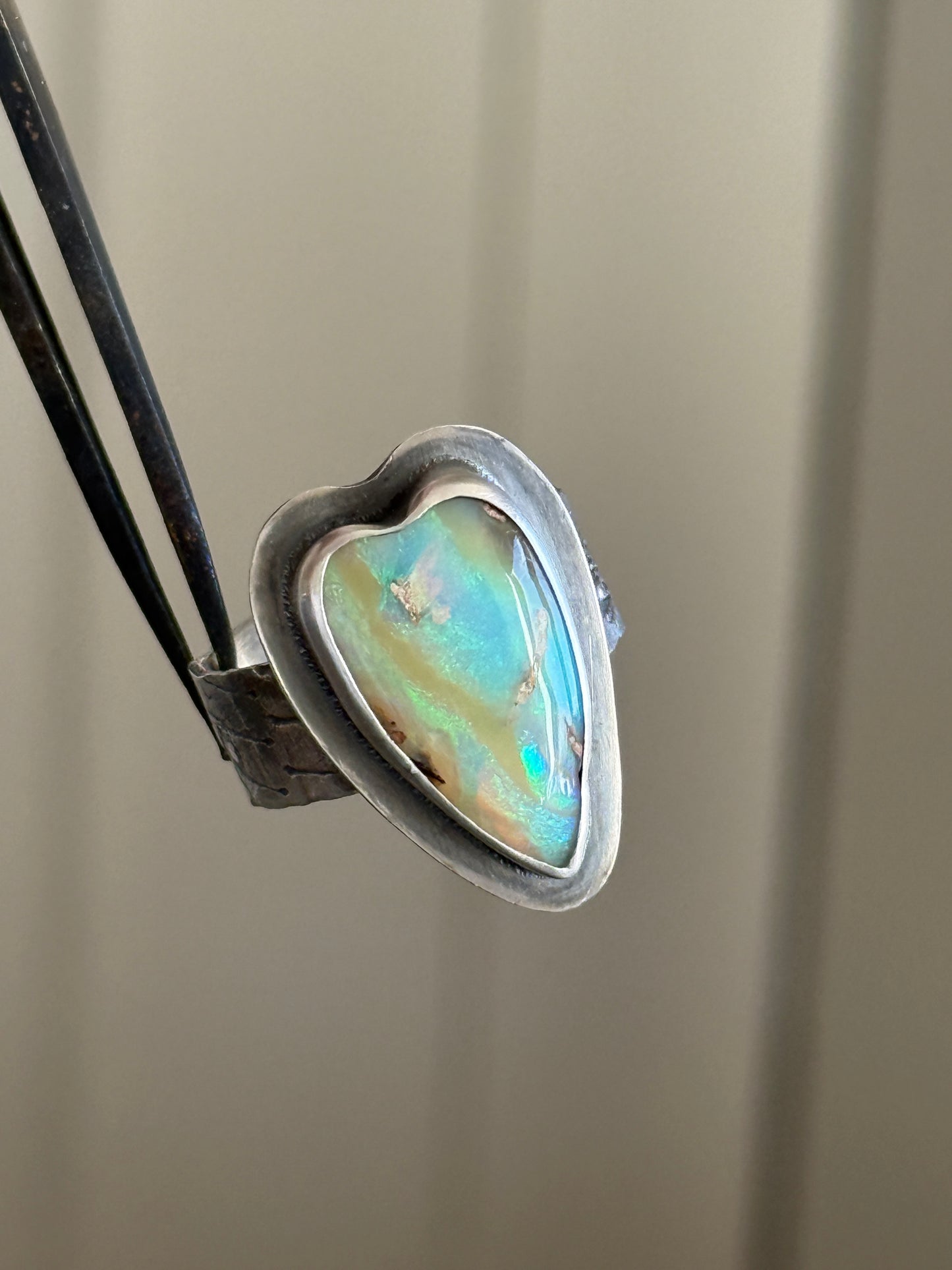 Heart Boulder Opal Ring US 7 UK N 1/2