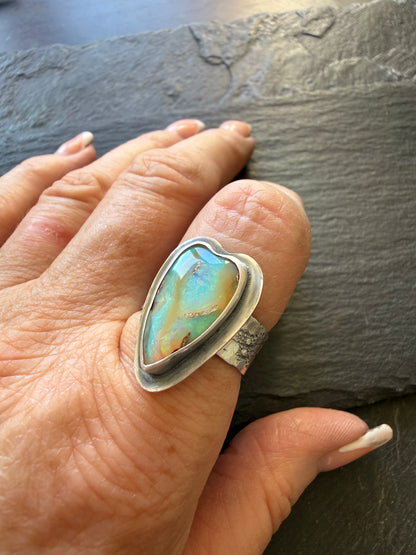 Heart Boulder Opal Ring US 7 UK N 1/2