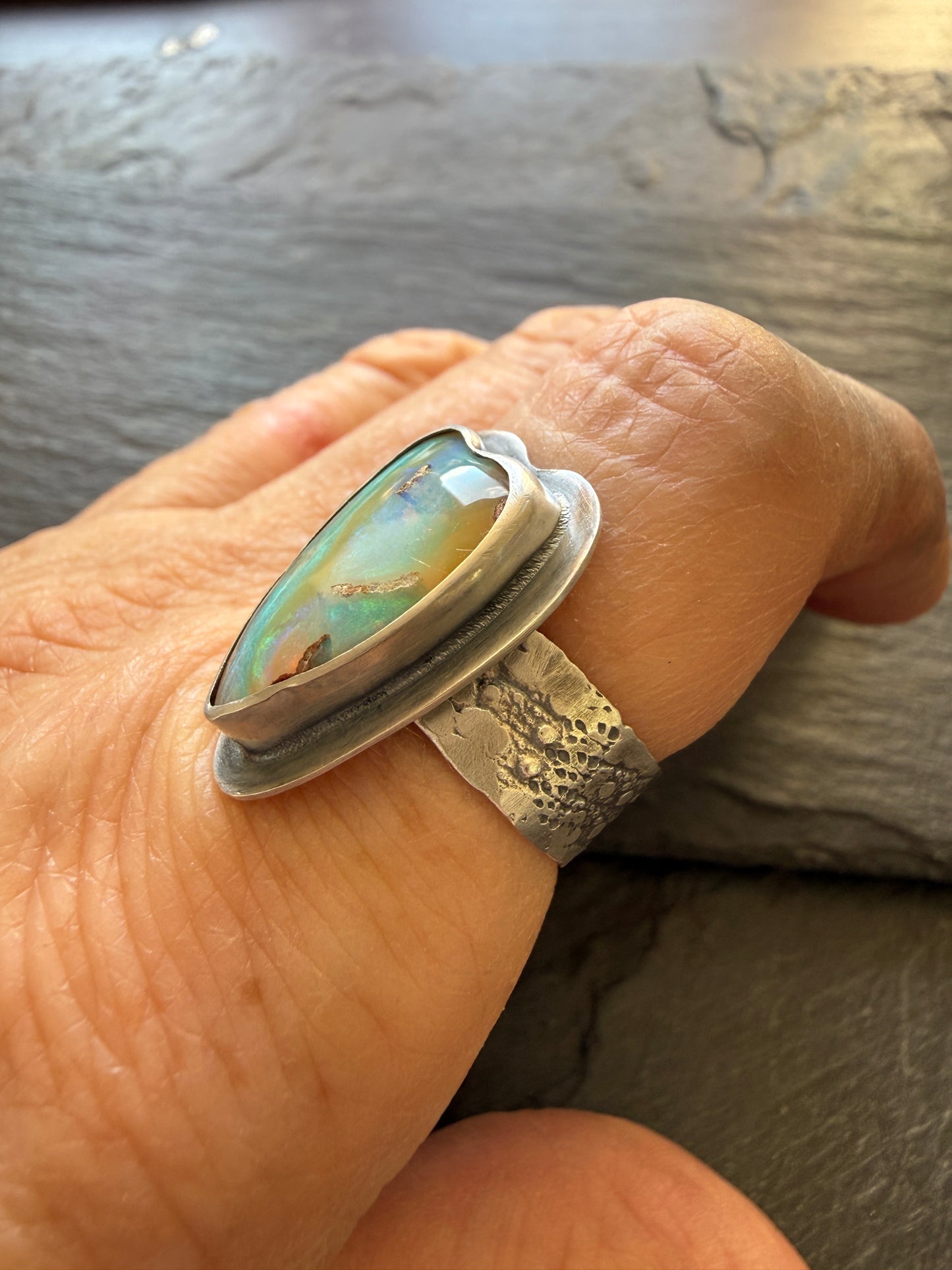 Heart Boulder Opal Ring US 7 UK N 1/2