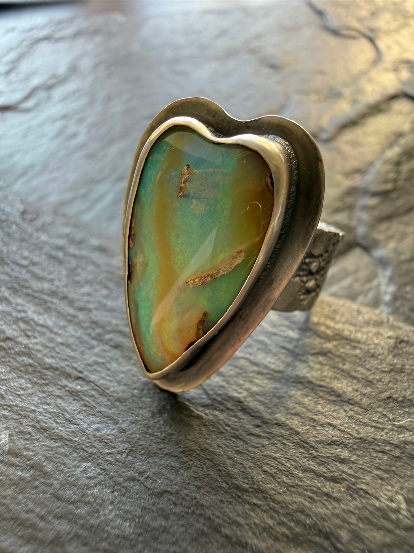 Heart Boulder Opal Ring US 7 UK N 1/2