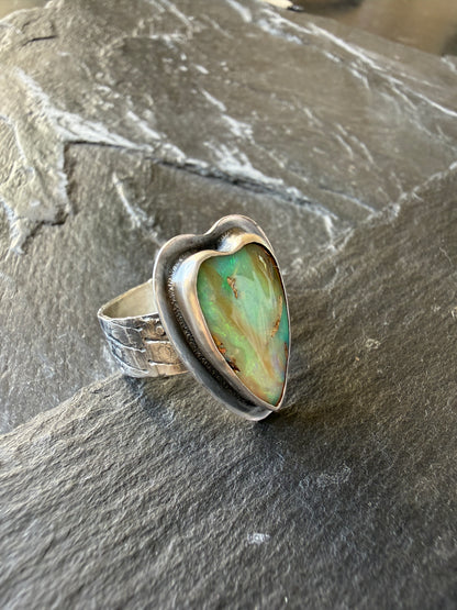 Heart Boulder Opal Ring US 7 UK N 1/2