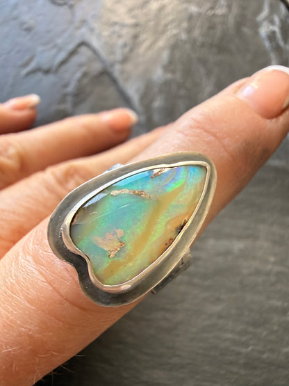 Heart Boulder Opal Ring US 7 UK N 1/2