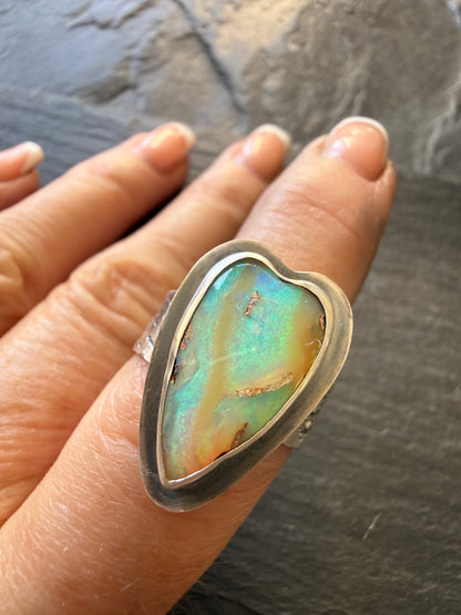 Heart Boulder Opal Ring US 7 UK N 1/2