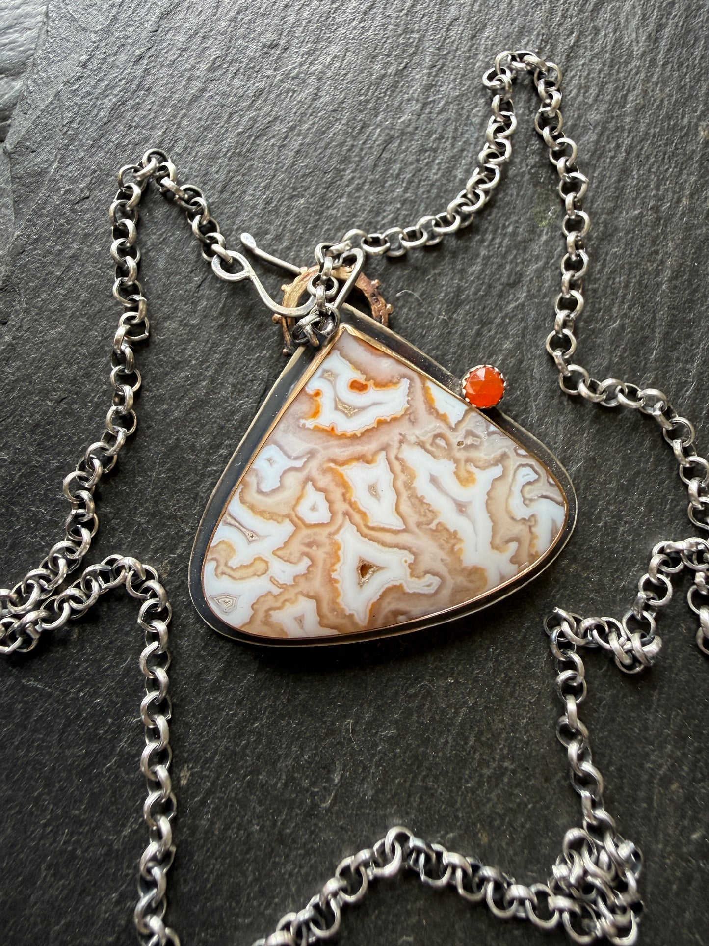 Plume Agate Pendant with Citrine