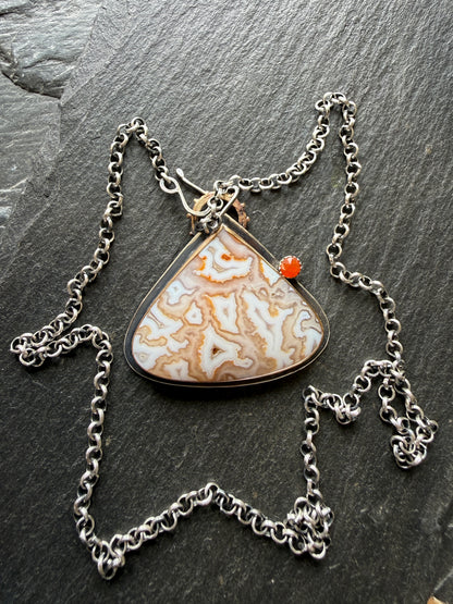 Plume Agate Pendant with Citrine