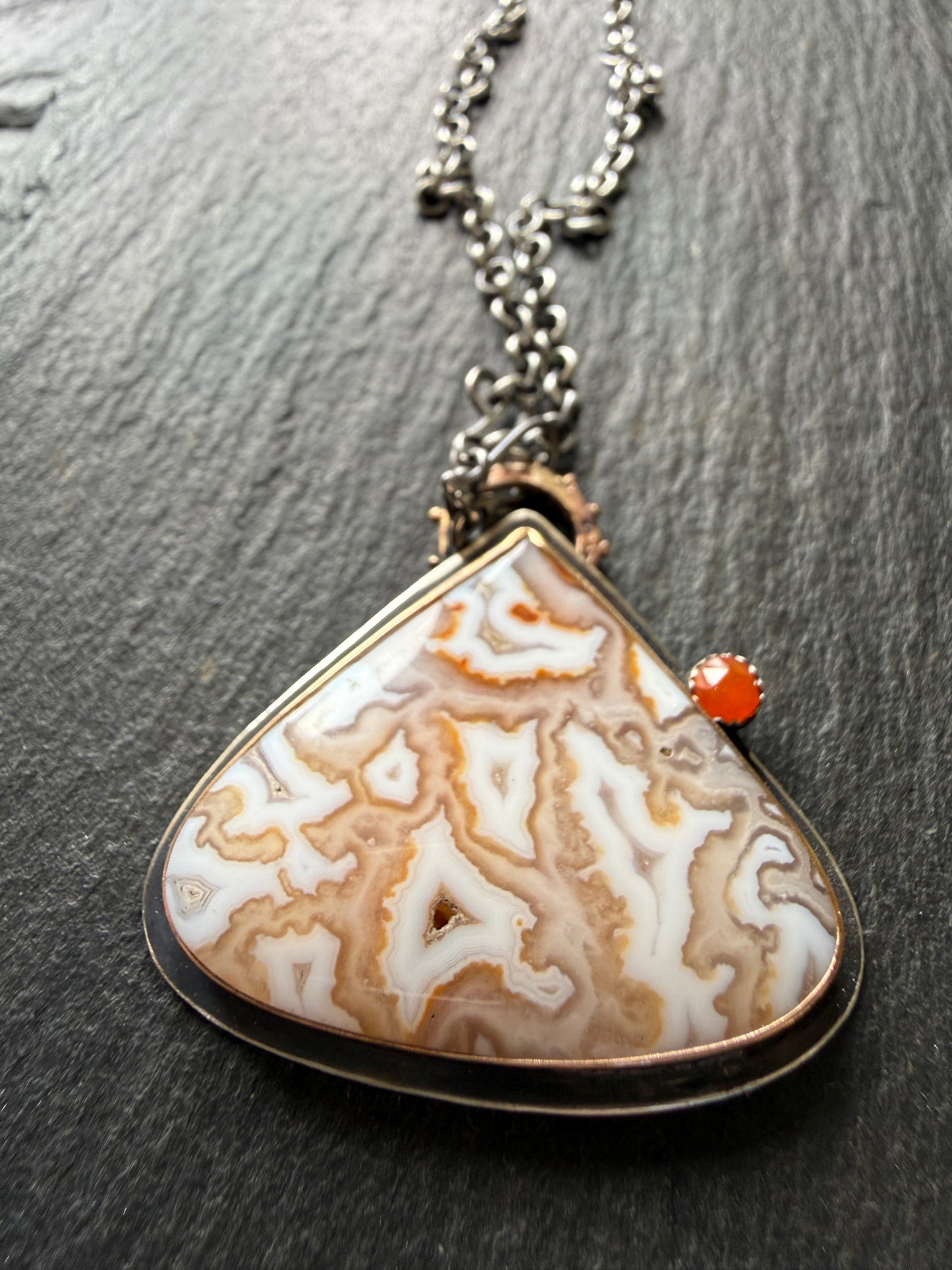 Plume Agate Pendant with Citrine